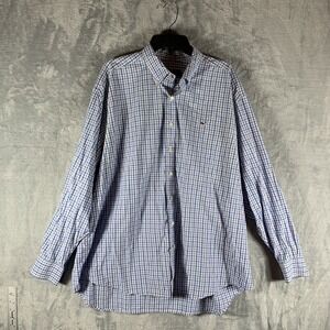 Vineyard Vines Men's Button Down Whale Shirt XXL Blue Gray Check‎ Plaid Office